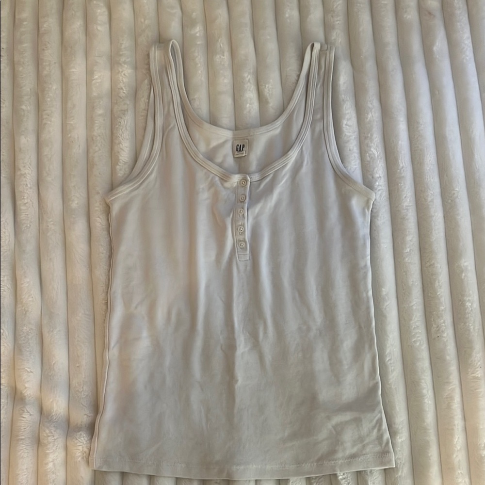 GAP White Button-Front Tank Top